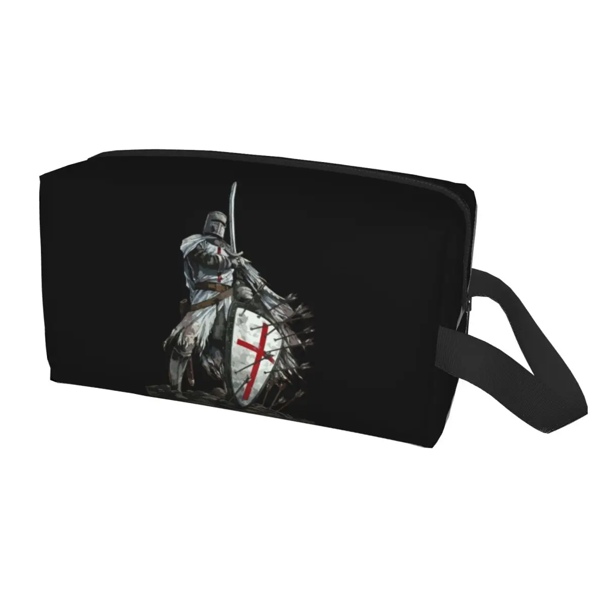 Knights Templar Warrior Makeup Bag Women Travel Cosmetic Organizer Fashion Medieval Templar Shield Cross Storage Toiletry Bags