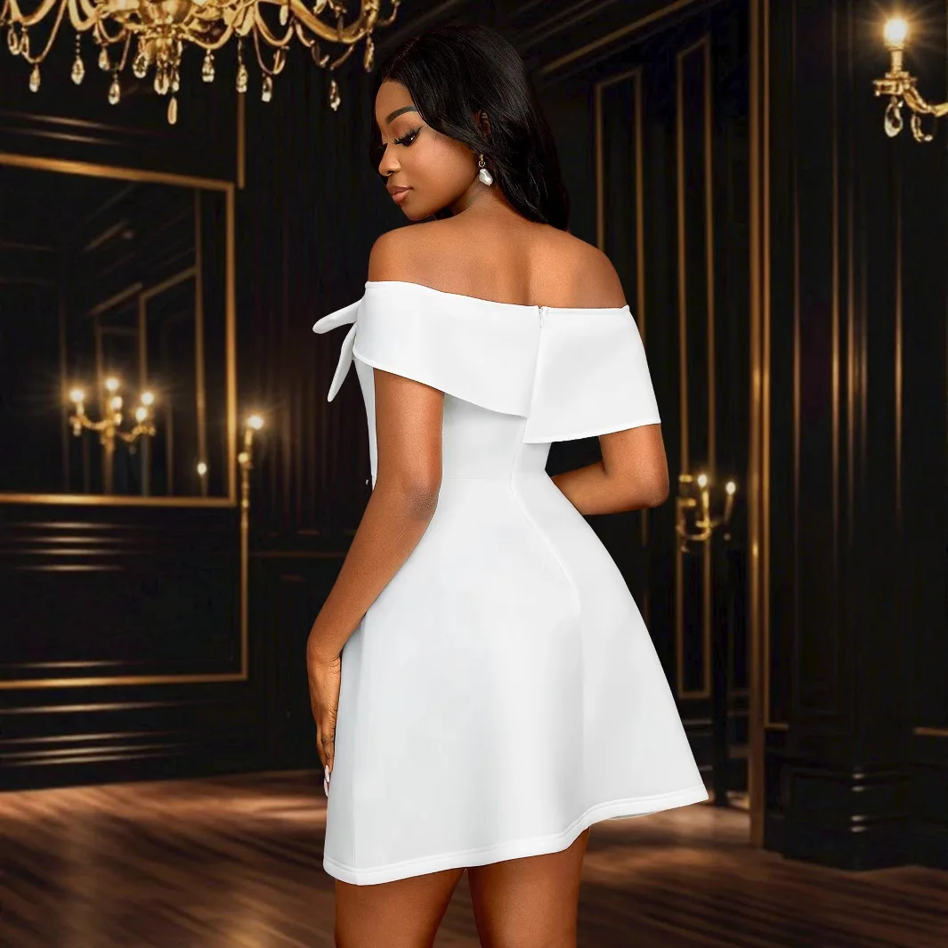 Mode Off-schulter A-linie Kleid Dreidimensionale Blumen Sexy Kleid Party Kleid 2025, Sommer Kleid Robe Vestido Frauen Elegante