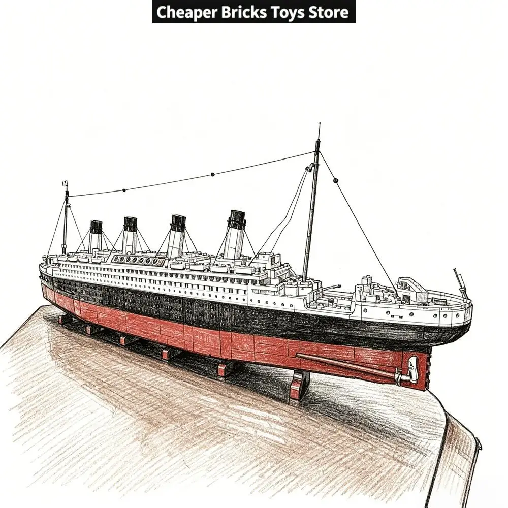 Cheaper Massive Cruise Ship Building Blocks, Complex Engineering Assembly Challenge, High-Detail Steamship Replica for Collector