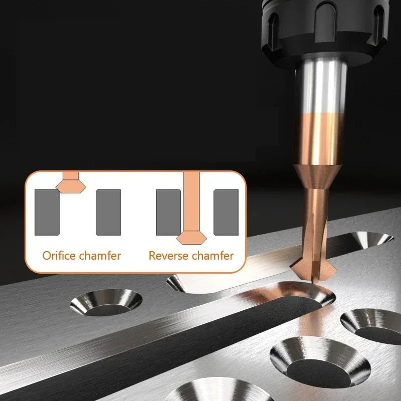 

Фреза для снятия фаски, передняя задняя фреза для снятия заусенцев, двойная угловая внутренняя фаска для металлических отверстий, инструмент для удаления заусенцев с ЧПУ, фреза