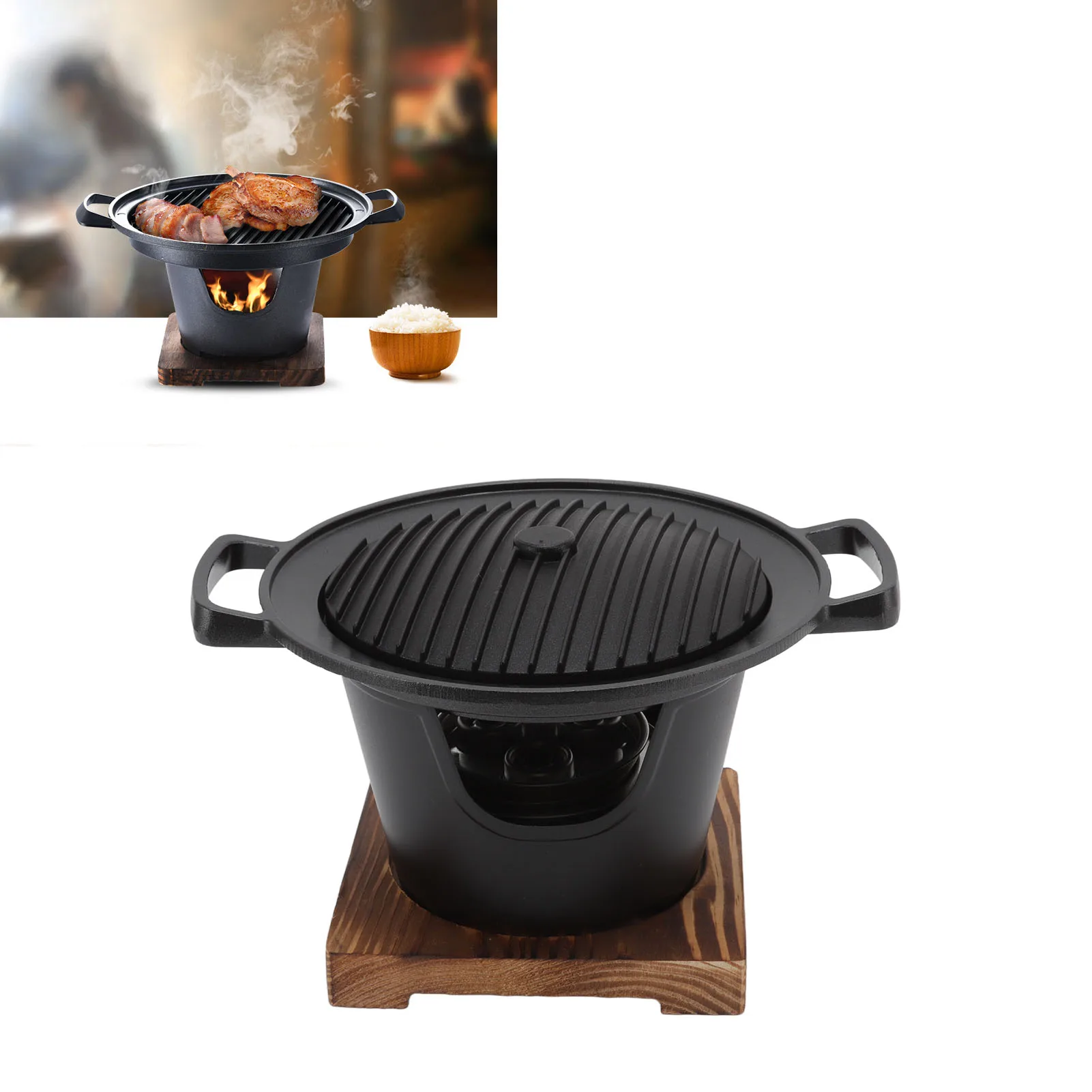 Smokeless Hibachi Grill Portable Charcoal Grill Aluminium Alloy Mini Barbecue Grill for Camping Home Barbecue Accessories