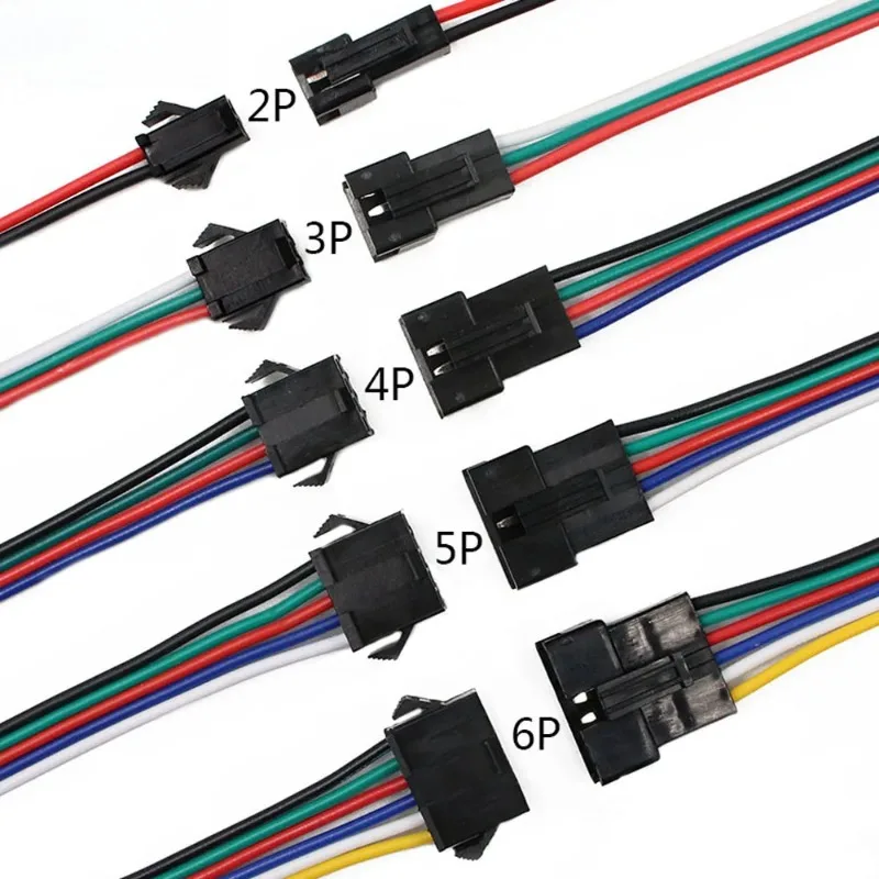2Pin 3Pin 4Pin 5Pin 6Pin led Connector Male/female JST SM 2 3 4 5 6Pin Plug Connector Wire Cable for Led Strip Light Lamp Driver