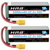 クワッドコプター用hrb-lipoバッテリー,rcドローン,飛行機,車,モンスター,50c,xt90コネクター,22.2v,5000mah,1個,2個 1