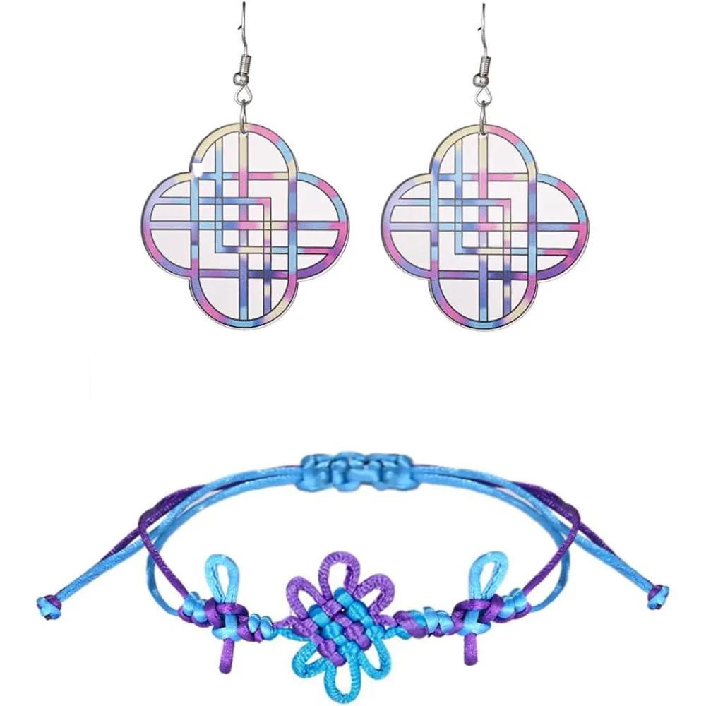 

2pcs Anime K-Pops Rumi Cosplay Knot Bracelets Woven Rope Chain Pendant Earring Women Concert Demon Accessories Gifts for Fans