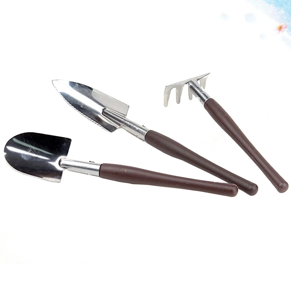 3pcs Mini Garden Tool Set Stainless Steel Shovel Rake For Flowerpot Weeding Potted Planting Supplies Outdoor Indoor Yard Work