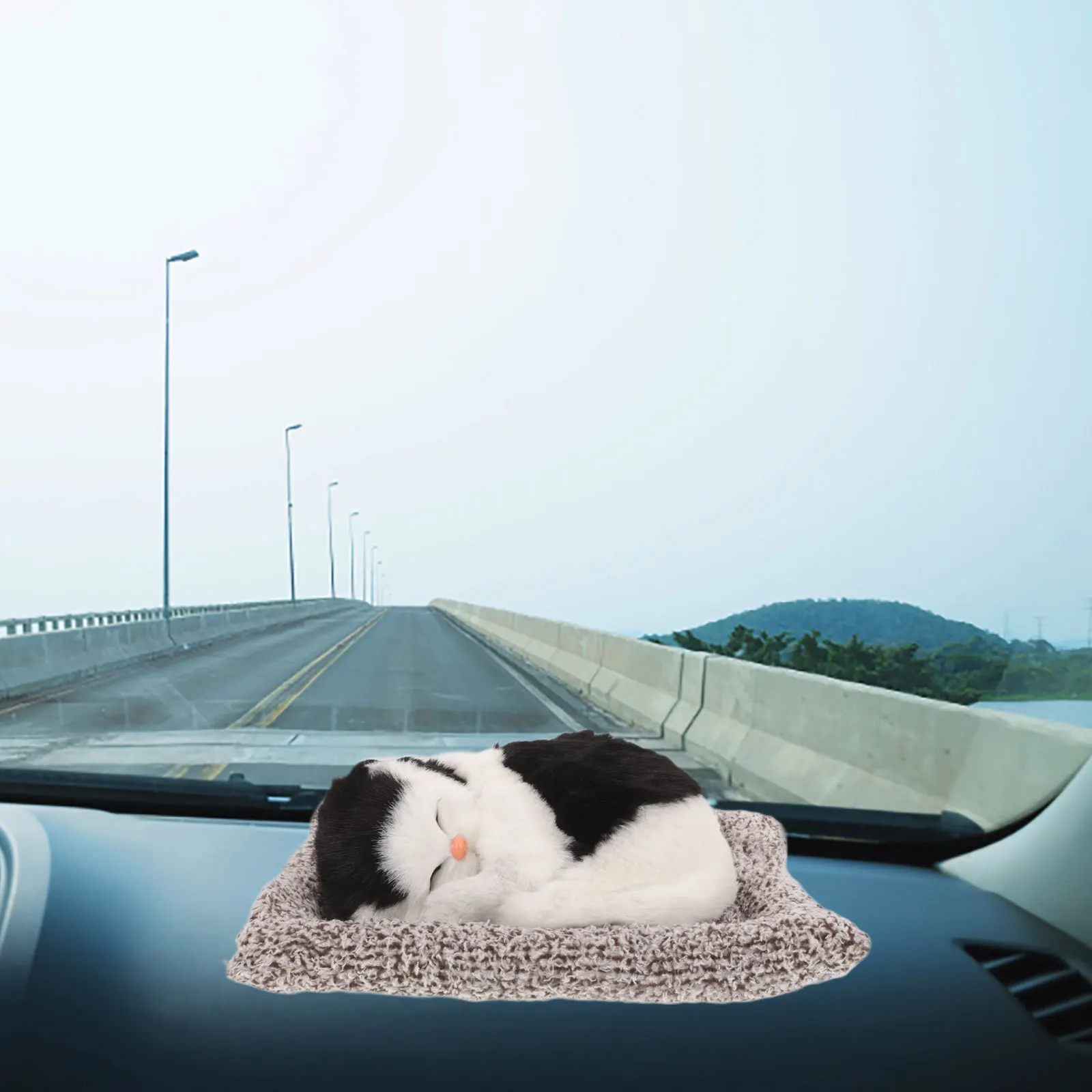 

Creative Simulation Cat Car Dashboard Decor Cute Realistic Sleeping Cat Ornament Interior Decoration Accessory Car Accessories