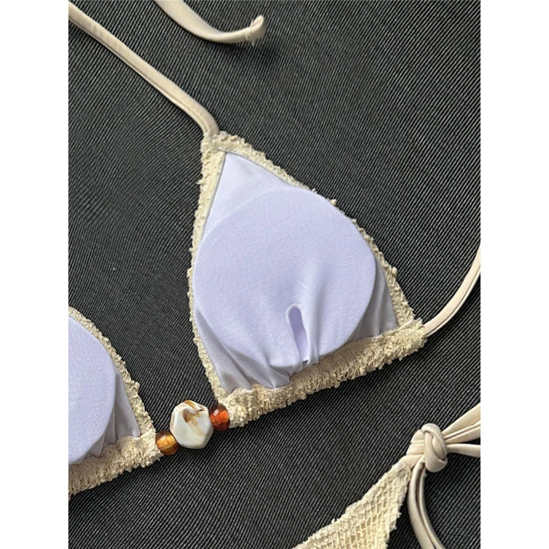 Halter-Netz-Bikini, Damen-Badebekleidung, zweiteiliger Bikini, hoch geschnittene Beine, gepolsterter Badeanzug, Badeanzug, Schwimmbekleidung V8339 – Detail 7