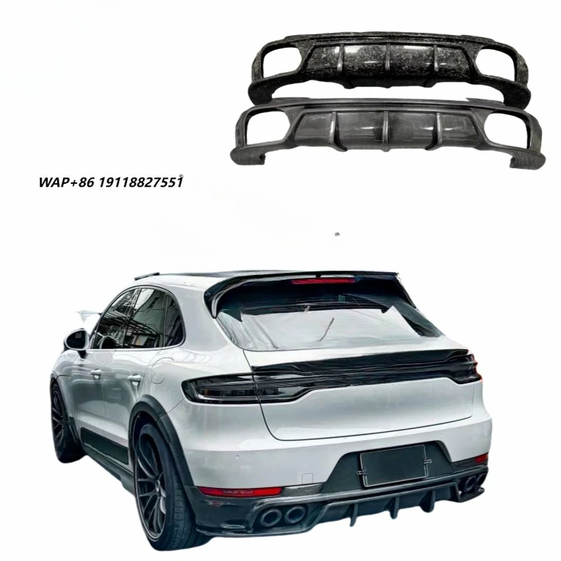 High Quality 3K Carbon Fiber Rear Bumper Splitter Trunk Lid Spoiler Car Diffuser for 2014-2022 Macan 95B 95B.1 95B.2