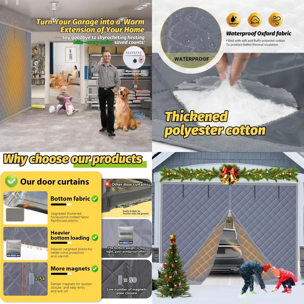 

1 комплект изоляции гаражных ворот автомобиля: тепловой и звукоизоляционный экран, 8x7 футов, Оксфорд и толстый хлопок