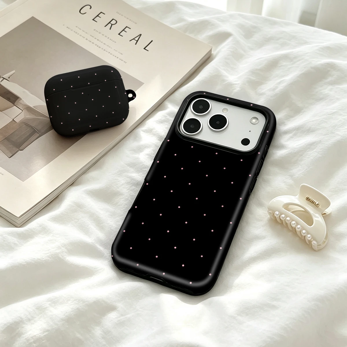 Airpod Case Cover - 2 in 1 Teal Black Dots