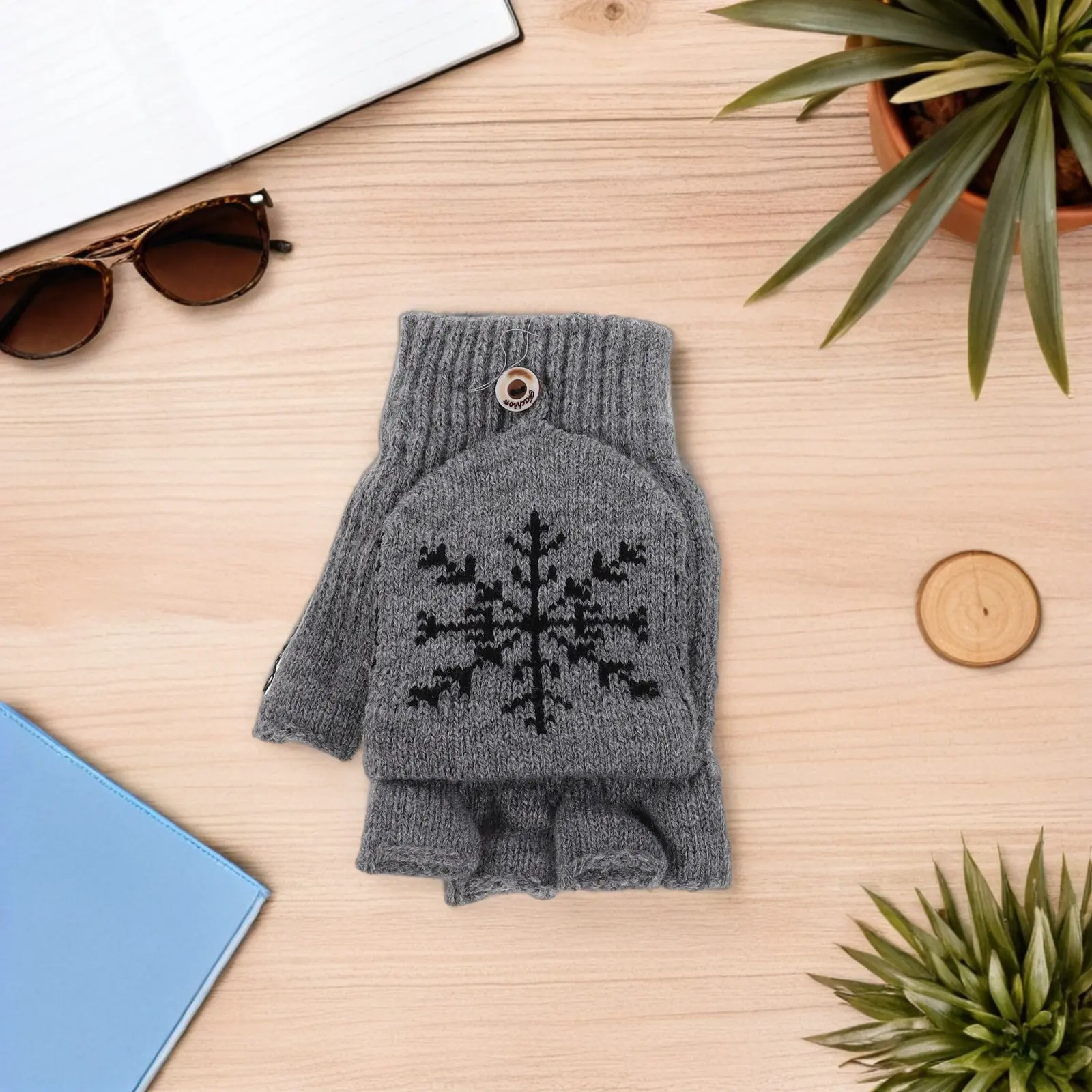 

1Pair USB Heated Gloves Rechargeable Hand Warming Fingerless Flap Mittens Women Driving Grey Warm Gloves