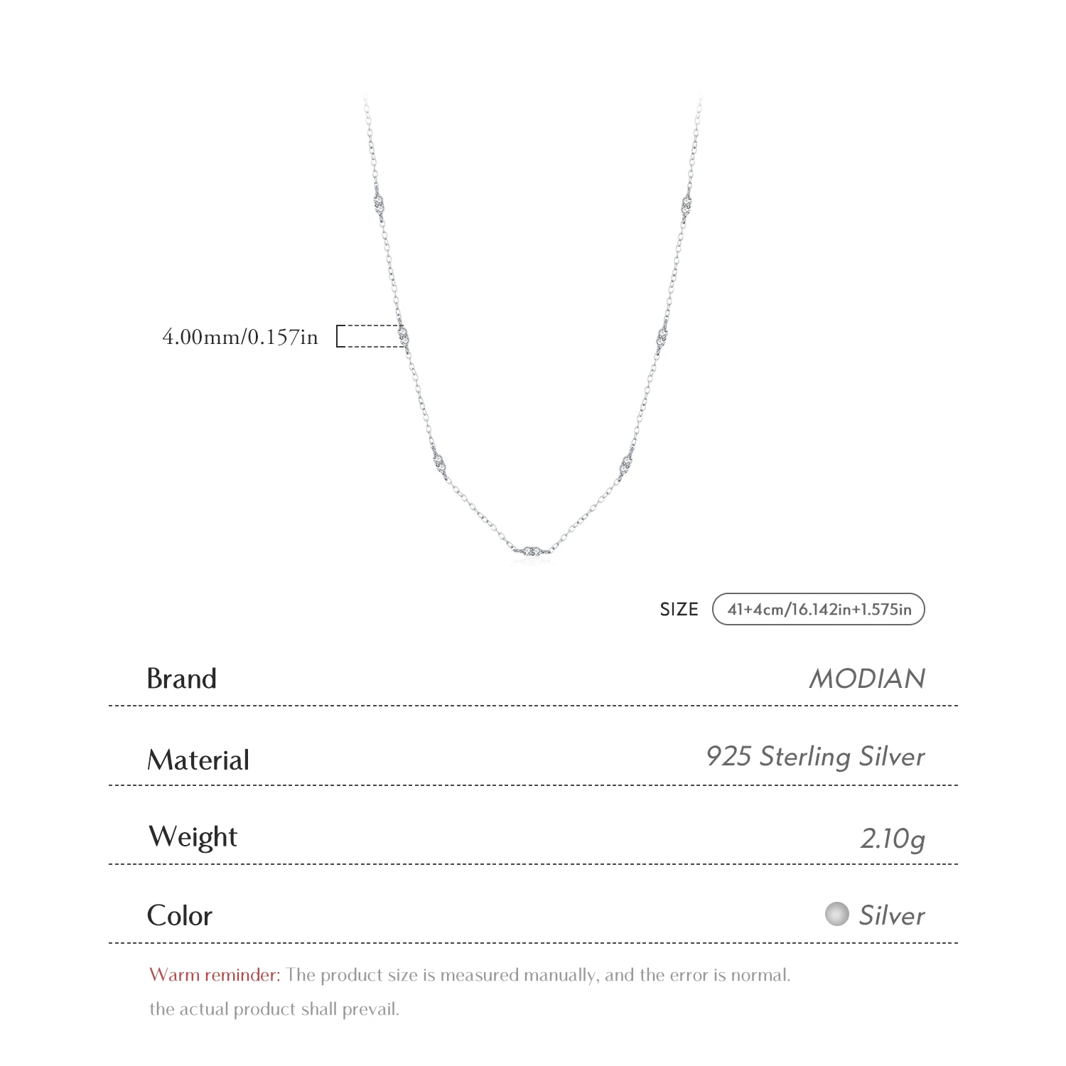 MODIAN 925 Sterling Silver delikatna prosta CZ naszyjnik naszyjnik biały złota zawieszka naszyjniki biżuteria prezenty dla kobiet prezenty — zdjęcie 4