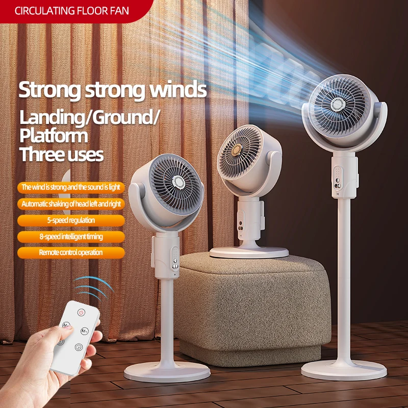 Circulation Fan Floor-standing Fan 5-gear Adjustable Air Circulating Fan Adjustable Height Timing Control Rechargeab