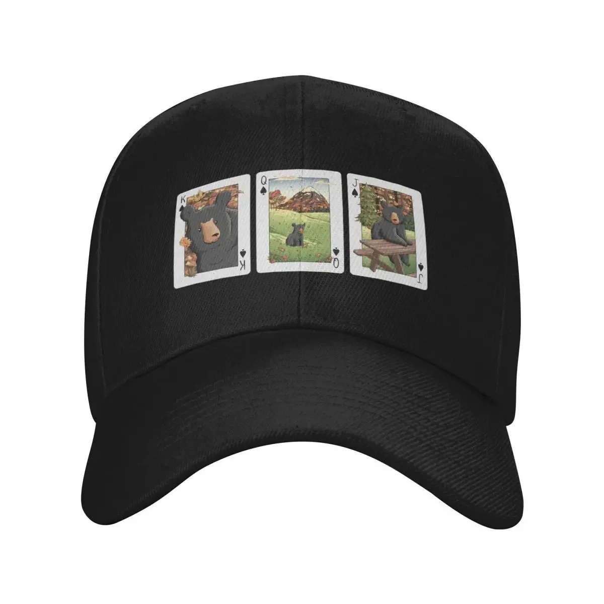 Black Bear Clubs Cards Print Baseball Cap Sunhat fun hats Women Beach Fashion Men's