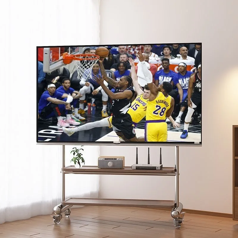 Stainless Steel Rolling Floor Mobile TV Stand for 43-75 Inch LCD LED Screen TVs TV Cart Holds