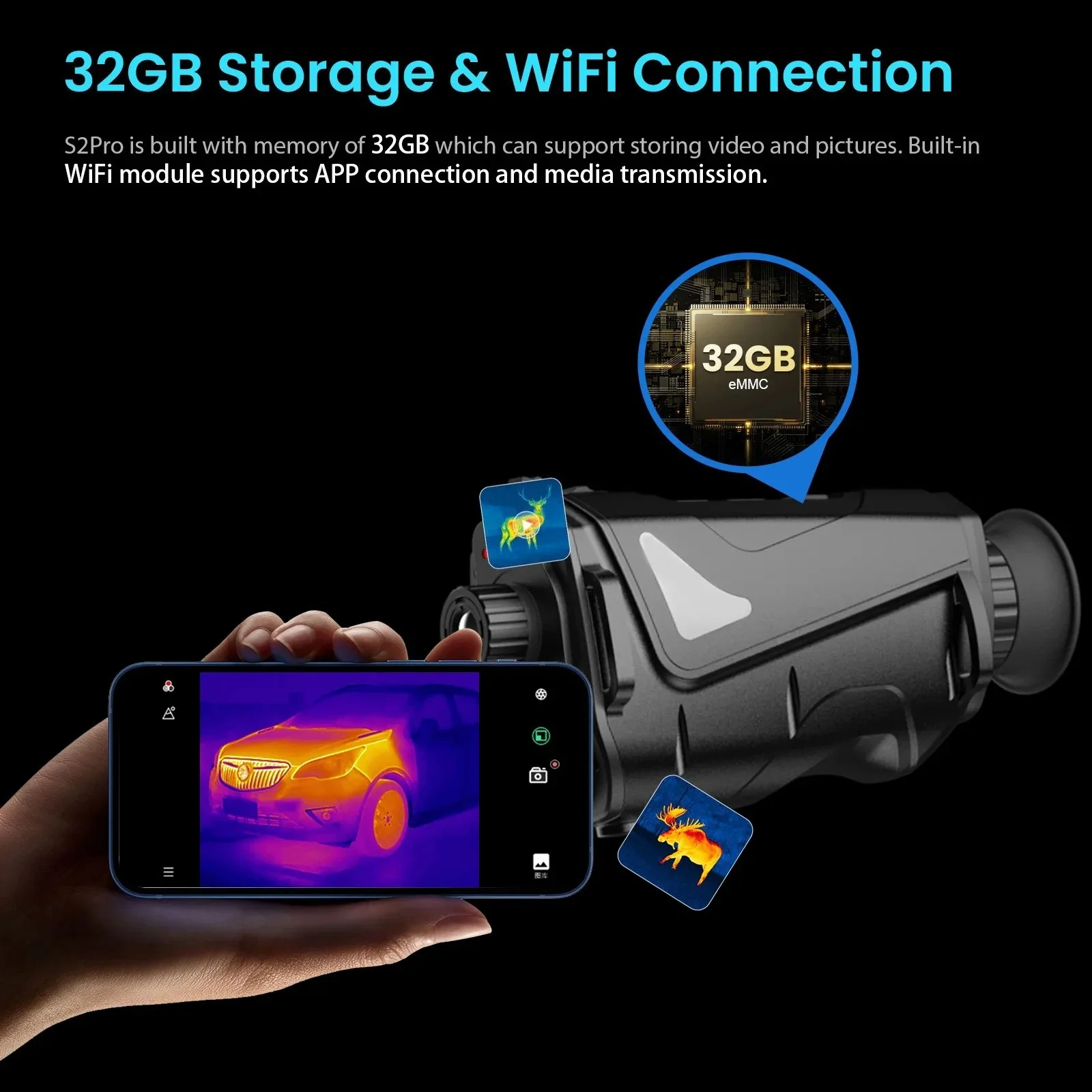 Hot sale MV2 Dual Lens Thermal Monocular AMOLED Display Thermal Sight Rugged Night Vision Scope for Wildlife Observation
