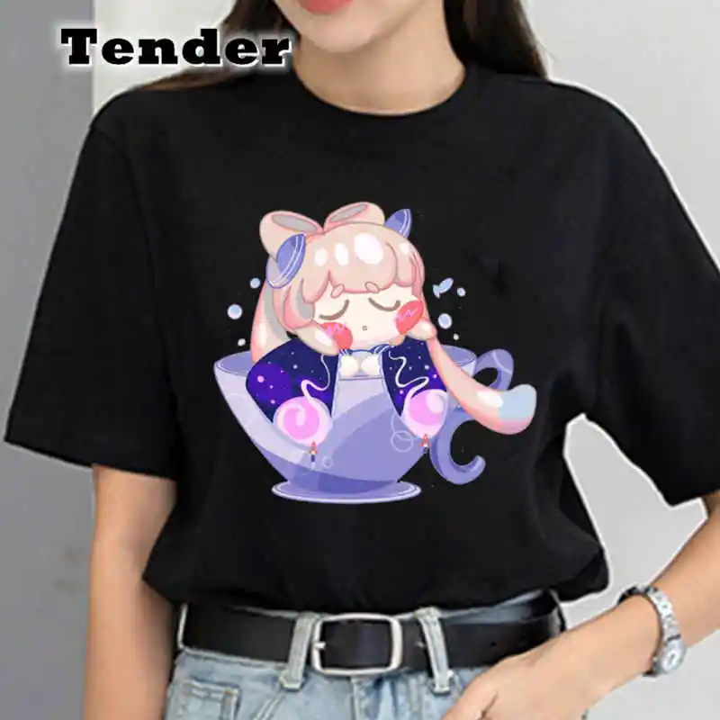 Sangonomiya Kokomi T Shirt for Women Oversized Tops Genshin Impact Game T-shirts Female Kawaii Harajuku Short Sleeve 2023