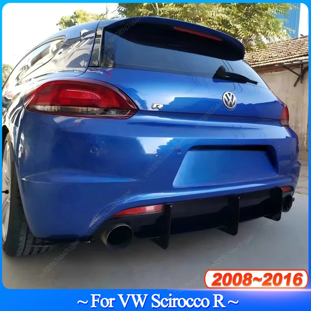 

Для Volkswagen VW Scirocco R 2008-2016 автомобильный задний бампер, диффузор для губ, выхлопной кронштейн, сплиттер, спойлер, ABS, черные обвесы, тюнинг