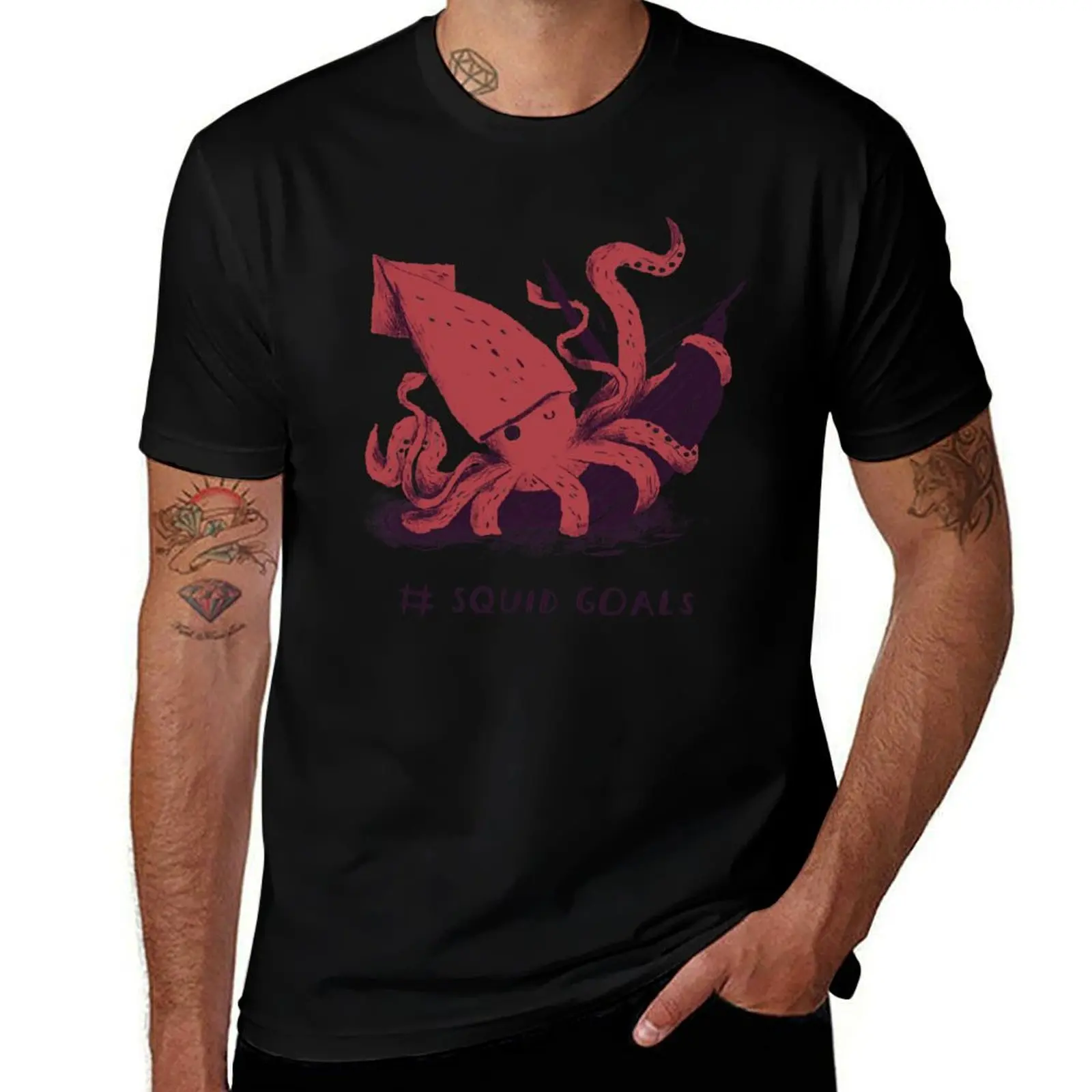 Squid Goals T-Shirt Anti-Fade Casual Tee Shirt T-Shirt