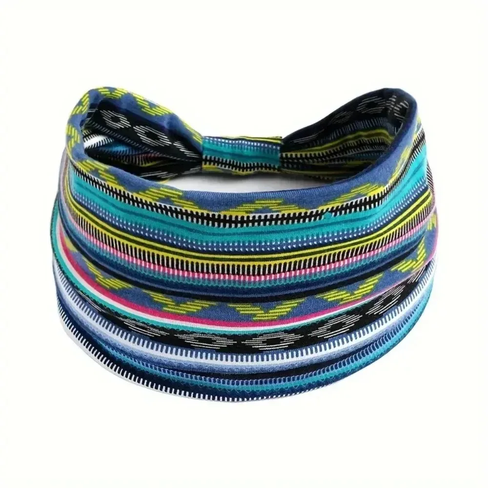 Breathable Cotton Wide Brim Elastic Headscarf, European American Bohemian Style Fashion Hair Accessories for Women