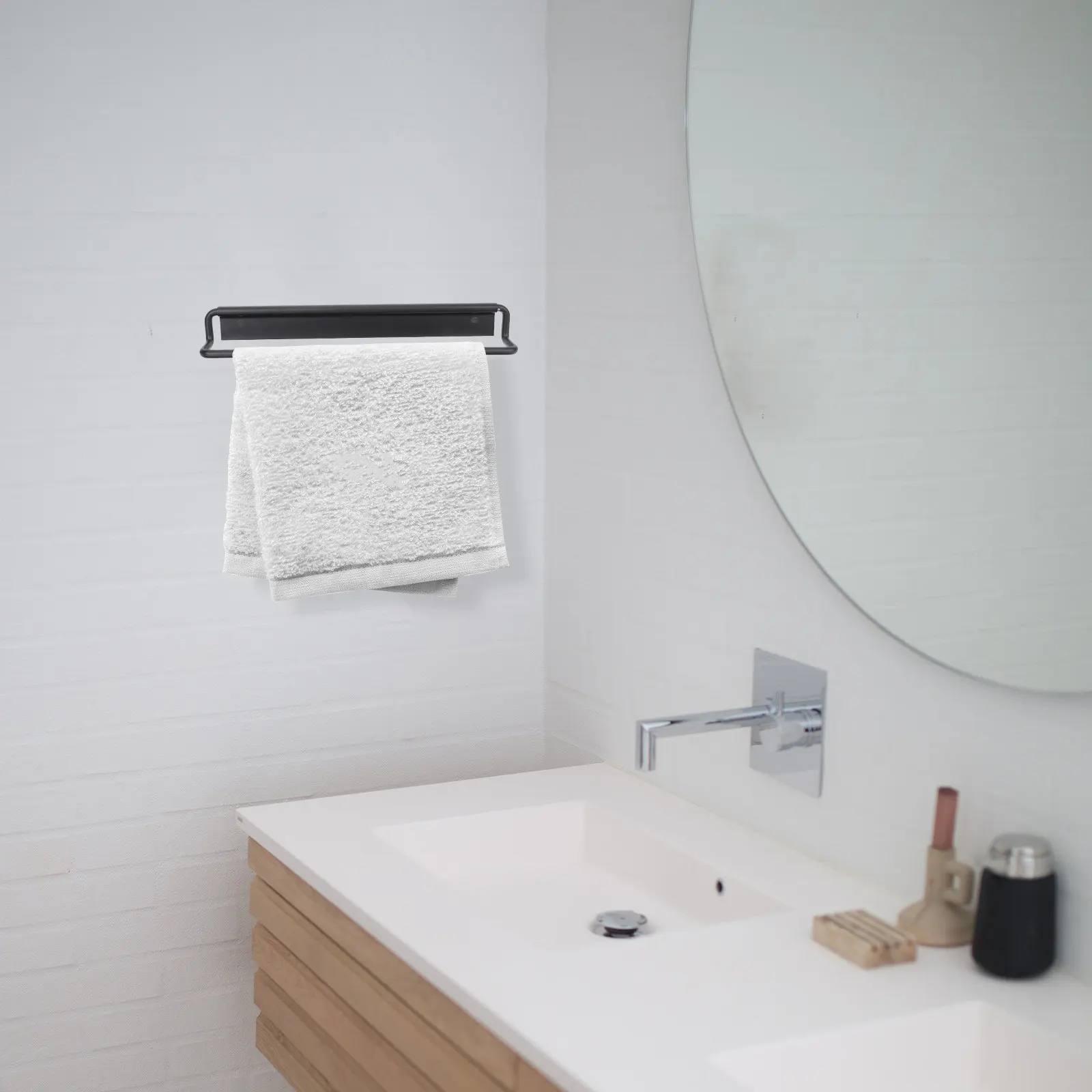 

1Set Nail-Free Towel Rack Modern Wall-Mounted Bathroom Kitchen Multi-Function Sturdy Towel Holder Storage Hanging Rack for Home