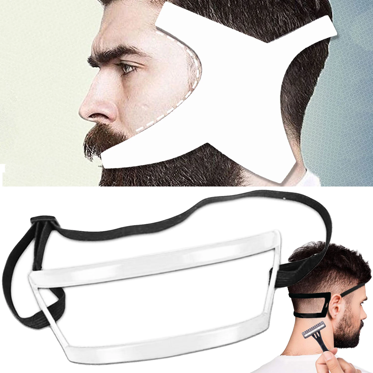 Men's Beard Shaping Styling Comb Plastic Hair Trimmer with Beard Trim Templates Hairline Ruler Beauty Tool for Men's Grooming