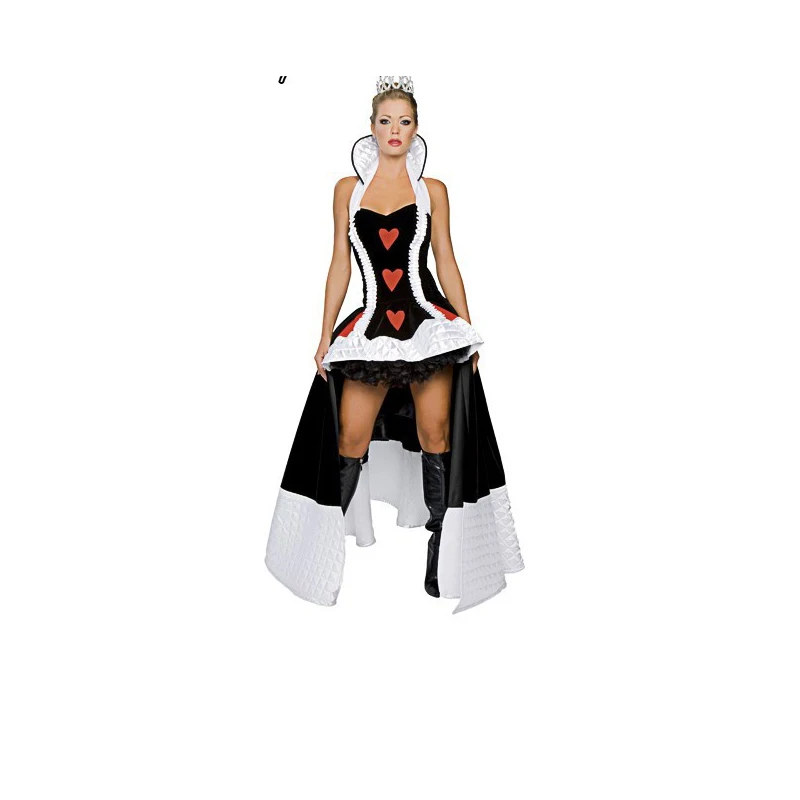 مثير ملكة القلوب زي النساء الكبار الخيال حفلة تأثيري يتوهم مثير زي Disfraz Adulto هالوين كرنفال فستان