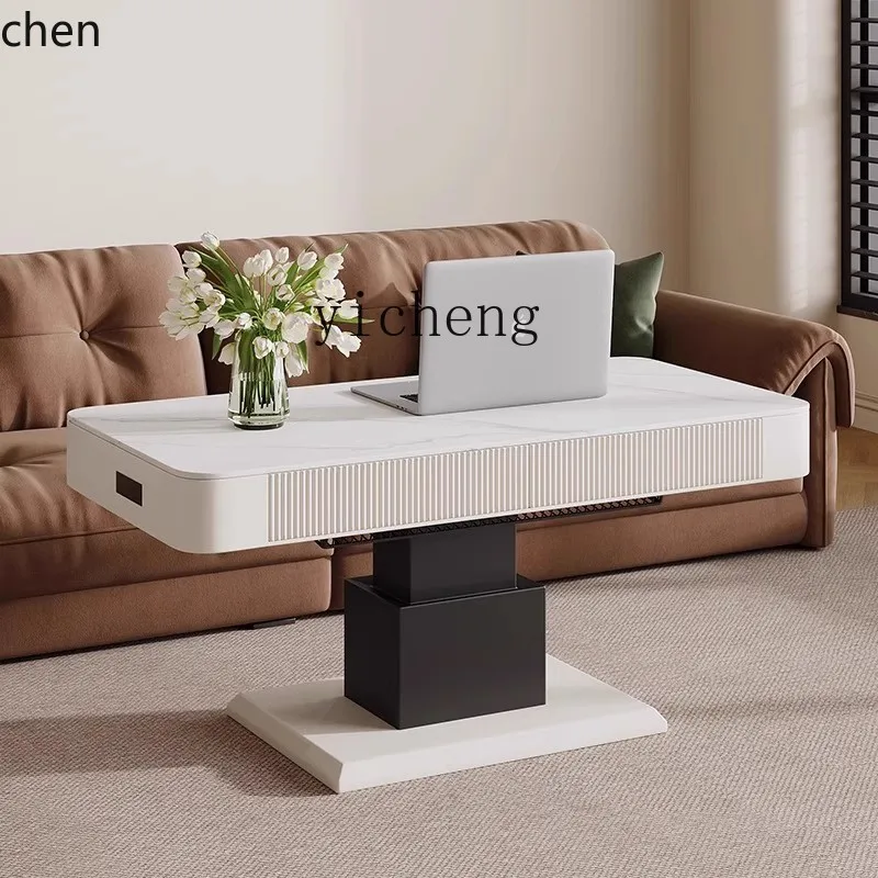 HXL lifting mobile electric heater rock slab coffee table dining table telescopic dual-purpose small apartment living room