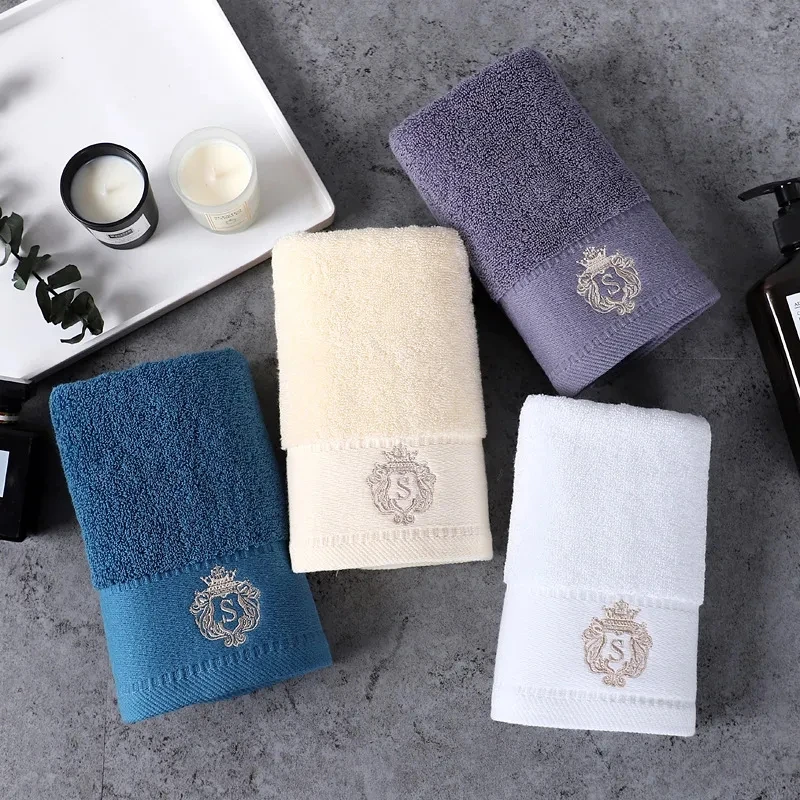 1/5/10pcs White Cotton Towel Set Embroidered Gift Towels Set Highly Absorbent Towels Cover For Bathrooms, Gyms, Hotels And Spas
