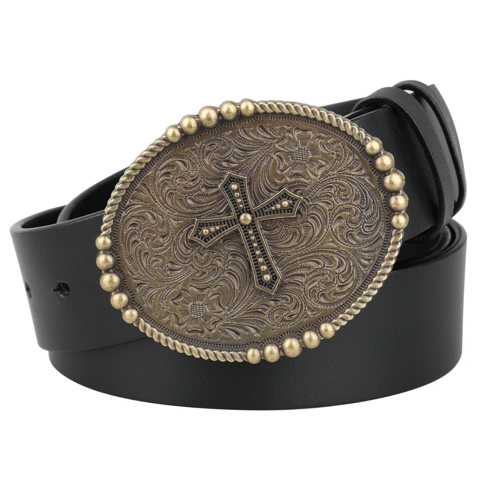 

Cross Belt Buckle Genuine Leather Belt Pure Cowhide