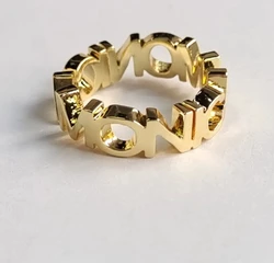 DOREMI 2.5mm Thick Letters Designer Jewelry Ring Girls Finger Ring Custom Name Initial Letter Ring Women Open Ring Jewelry