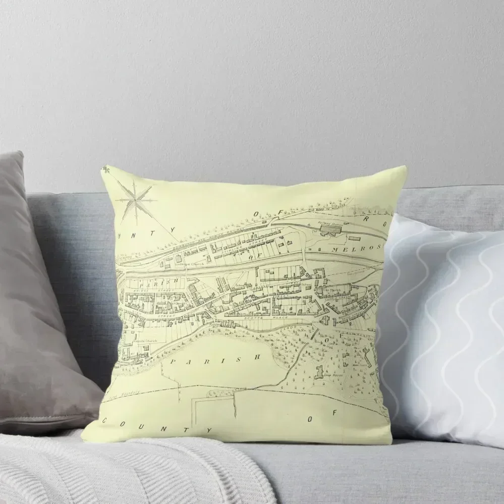 

Galashiels Historic map from 1851 Throw Pillow ornamental pillows Couch Cushions Couch Pillows Sofa Decorative Covers pillow