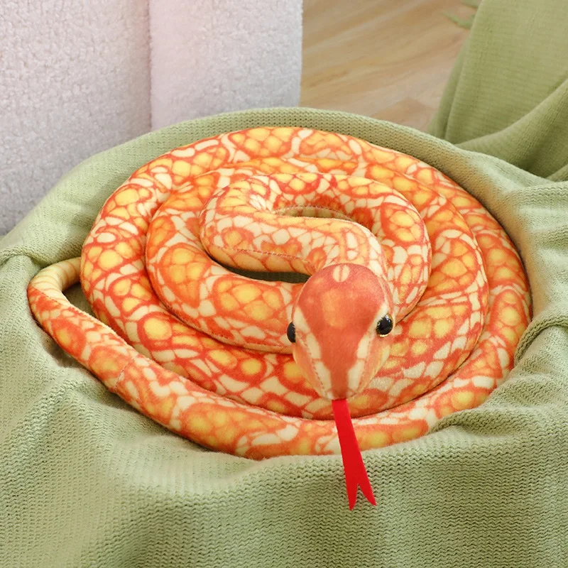 Künstliches Python-Plüschtier, lange Schlange, gelb, orange, grün, Python-Plüschtier, dekorieren Sie das Haus, Urlaubsdekorationen