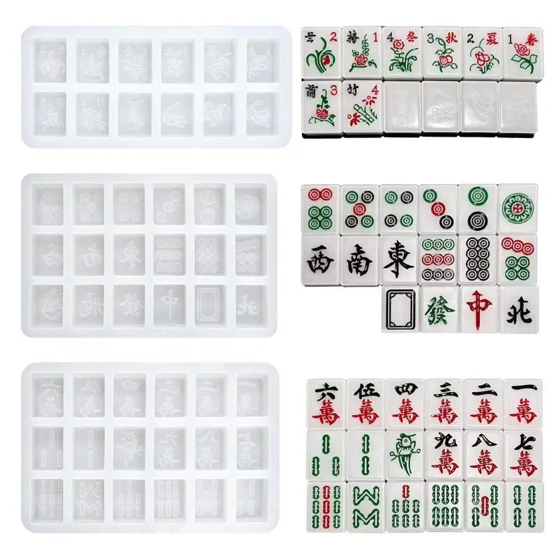 Mahjong Mold Silicone Traditional Mahjong Game Craft Maker Tool Reusable Silicone Mahjong Tile Set for Candle Soapbar