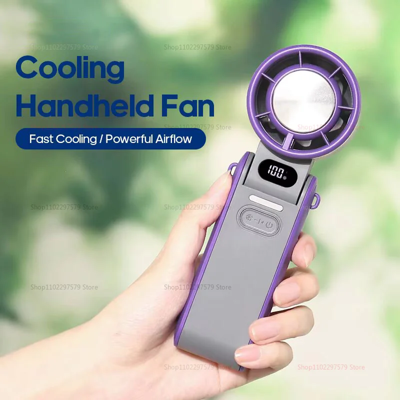 

Складной перезаряжаемый ручной вентилятор 3600 мАч Портативный мини-вентилятор 100-скоростной бесступенчатый турбо-ветер Идеально подходит для путешествий на открытом воздухе, кемпинга