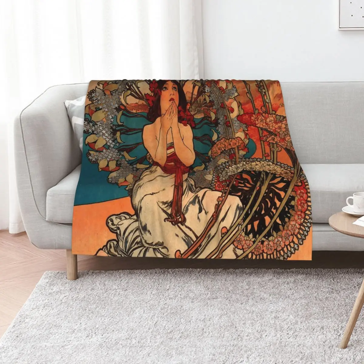 Monaco Monte Carlo.1897,Alphonse Mucha,litography Throw Blanket Blankets For Baby For Sofa Thin Thin Single Blankets