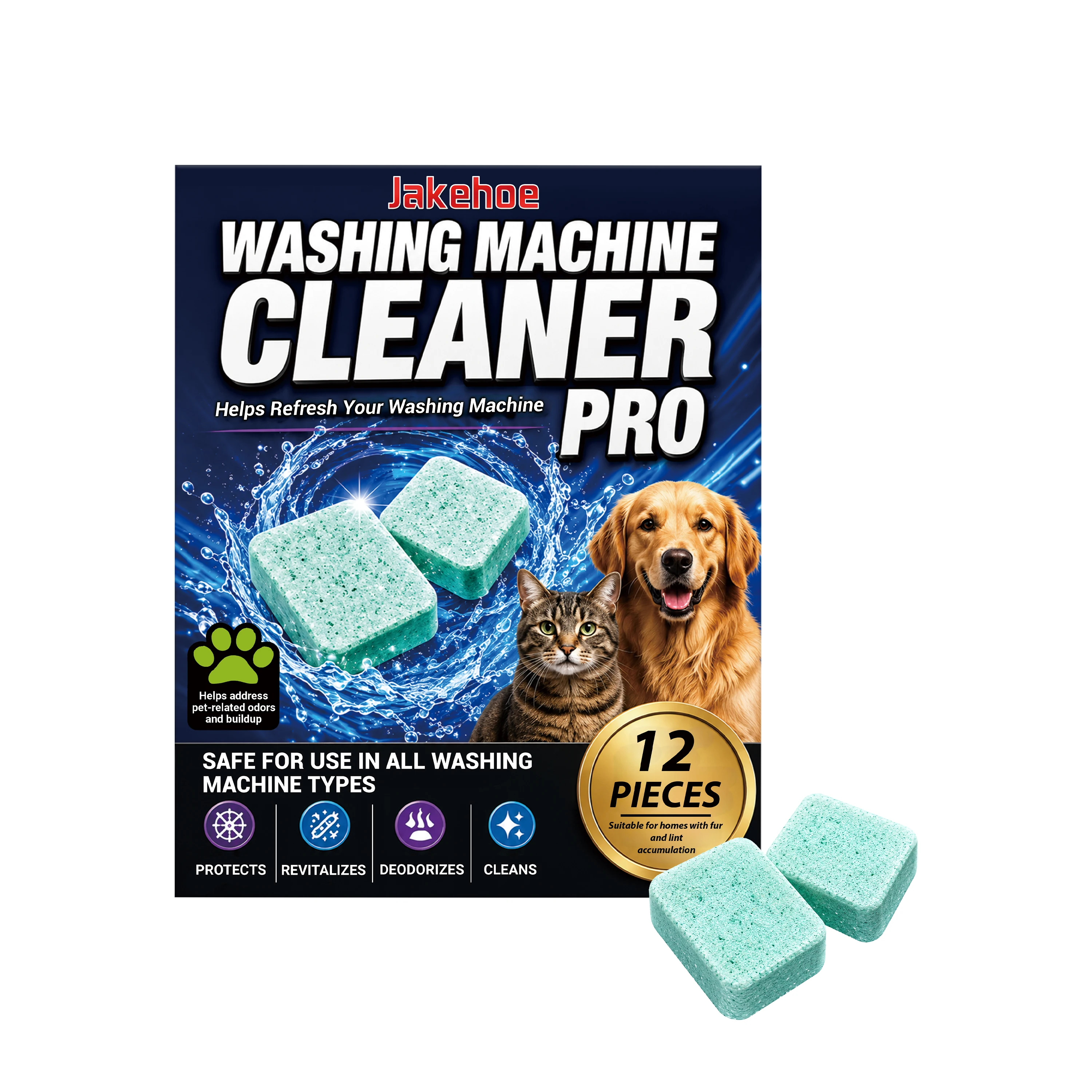 Washing Machine Cleaner Tablet Reduce Hard Water Buildup Remove Odor Mold for Front Load Top Load Drum Laundry Tub Seal Descaler