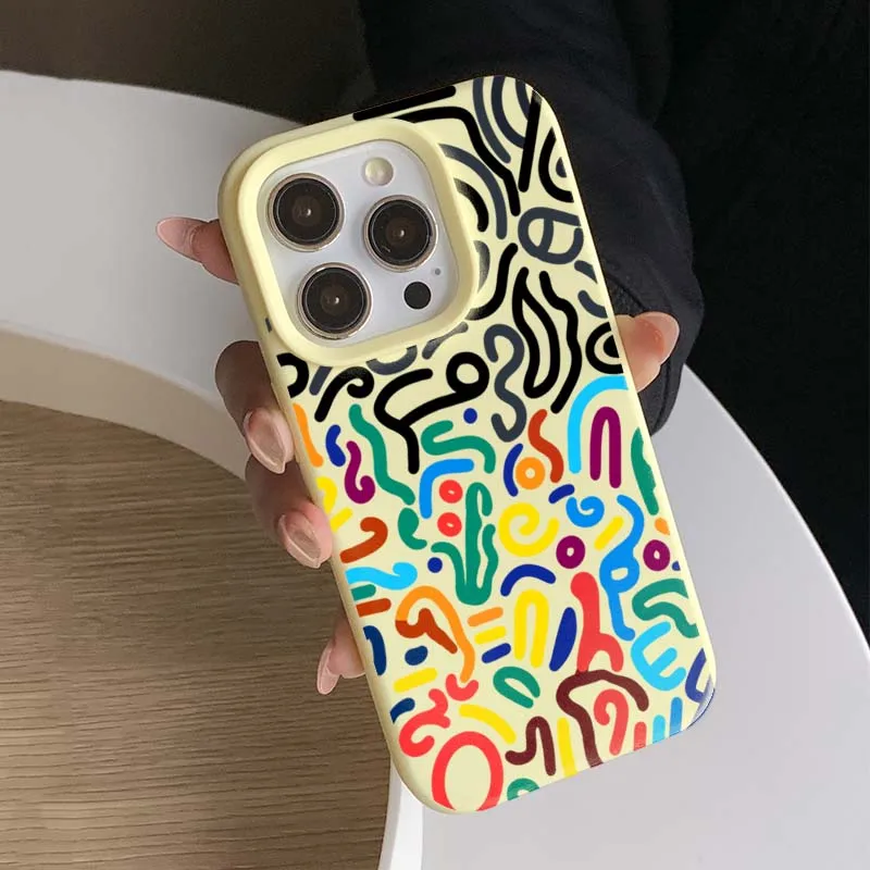 

Colorful Graffiti Art Pattern Phone Case TPU Silicone Cover For iPhone 16 15 14 Pro Max 13 12 11 16 Plus Shockproof Soft Fundas