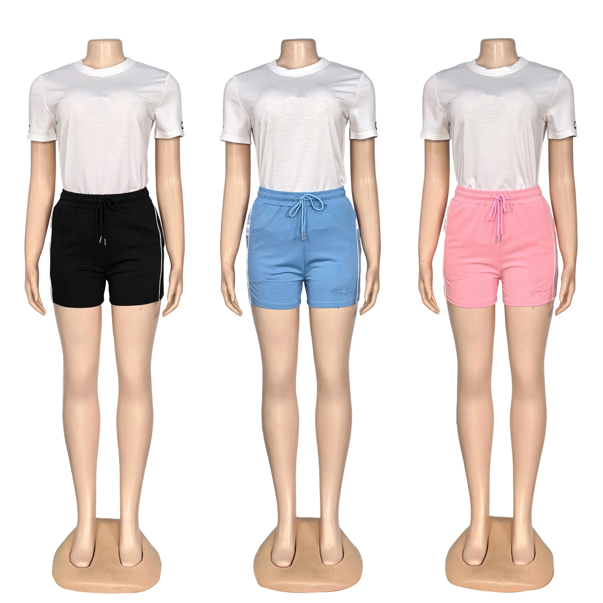 

J5330 Round-neck Embroidered Short-sleeve Shorts Set - Fashionable, Leisurely, and Comfortable Set