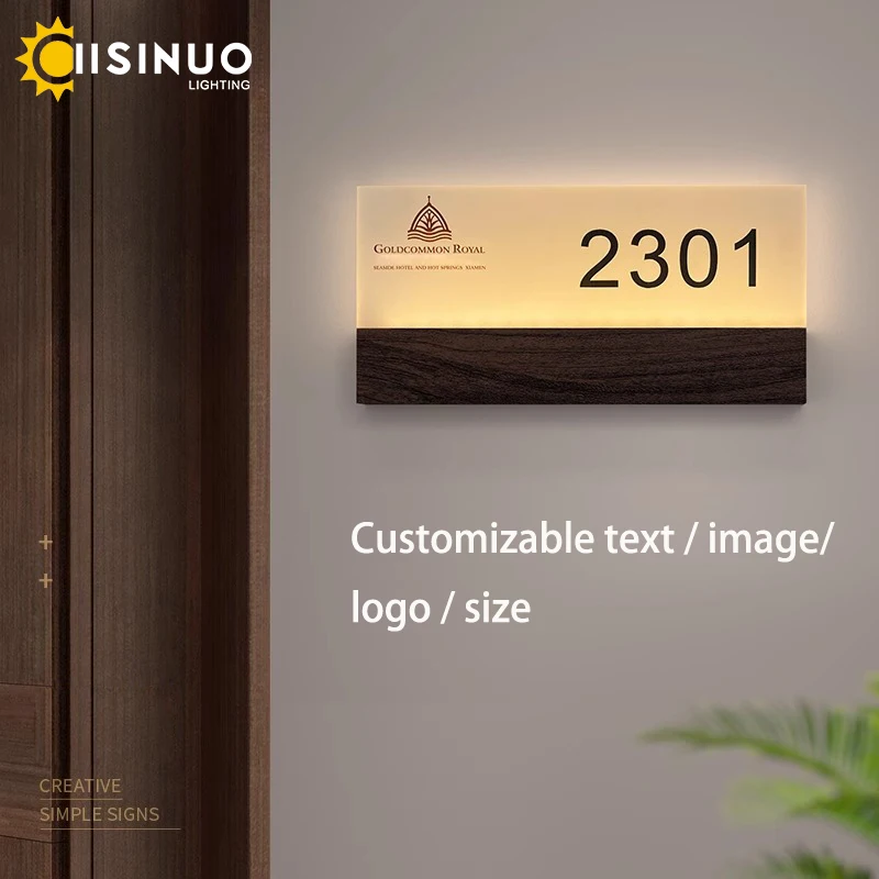 Custom Room Number Lamp for Esport Hotel Apartment Office Branded Logo Decora LED Illuminated Door Number Lighting for KTV Hotel