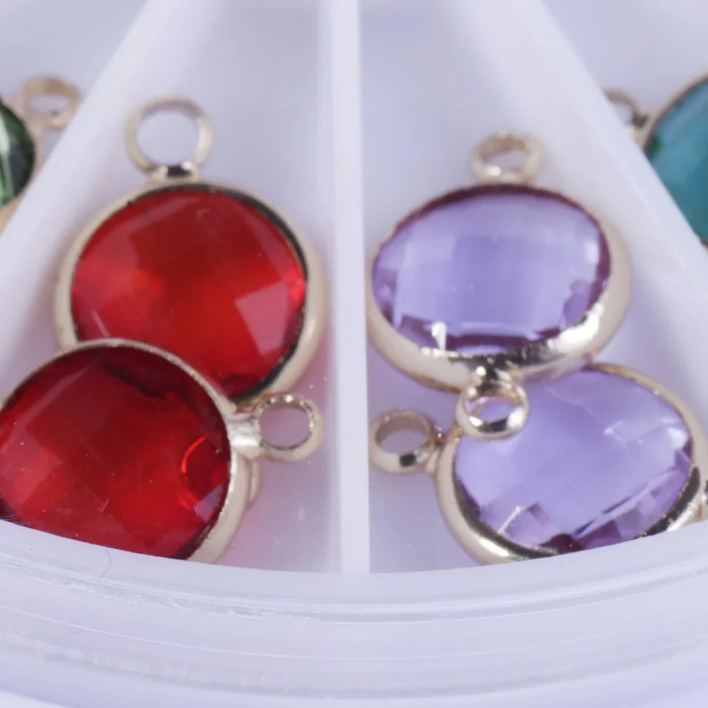 

24 шт., кулон с камнем, натуральный кристалл, круглая форма, 10 мм, 12 цветов для самостоятельного изготовления ювелирных изделий, ожерелье, браслет, брелок, подвески