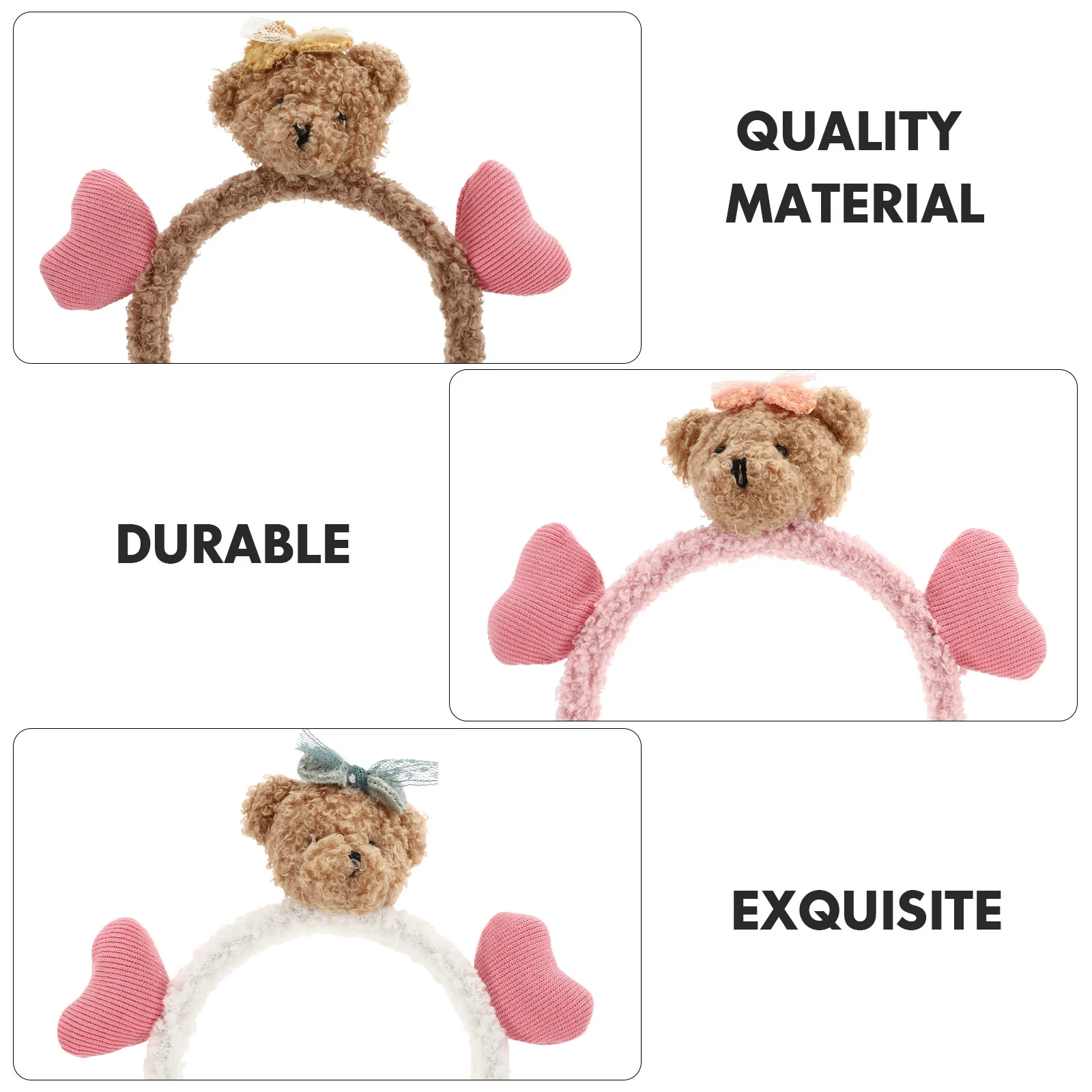 Serre-tête oreilles d'ours pour filles, 3 pièces, accessoires pour cheveux, bandes, fournitures de fête, cerceaux pour femmes