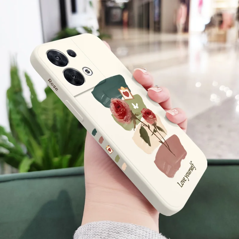 Love Roses Phone Case For OPPO Reno 10 8 8T 8Z 7 7Z 6 5 Pro 4G 5G F19 F9 Pro Plus Liquid Silicone Cover