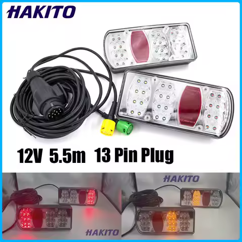 1Set 12V 5.5m Cable 13 Pin Plug Wiring Harness LED Tail Light Rear Stop Brake Light Signal Lamp Caravan Lorry Car Truck Trailer