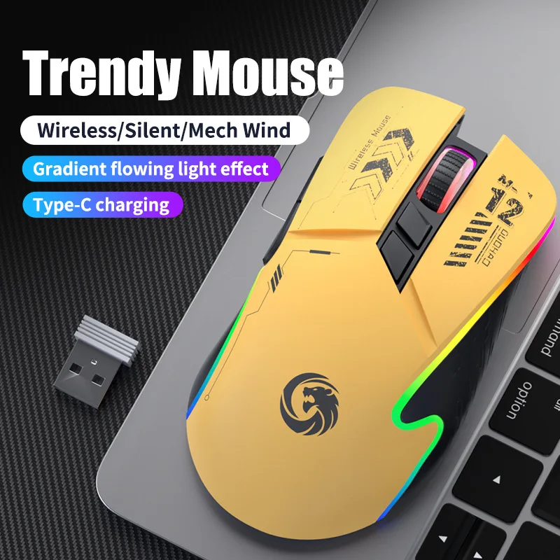 ماوس لاسلكي قابل لإعادة الشحن 2.4G وبلوتوث وضع مزدوج RGB ضوء التنفس 1600 ديسيبل متوحد الخواص بيئة العمل كتم ماوس الألعاب لأجهزة الكمبيوتر المحمول #5
