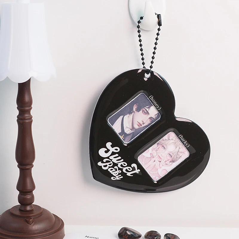 Love Heart Idol Photo Sleeves Pendant Card Holder Photocards Film Protector Photo Pocket