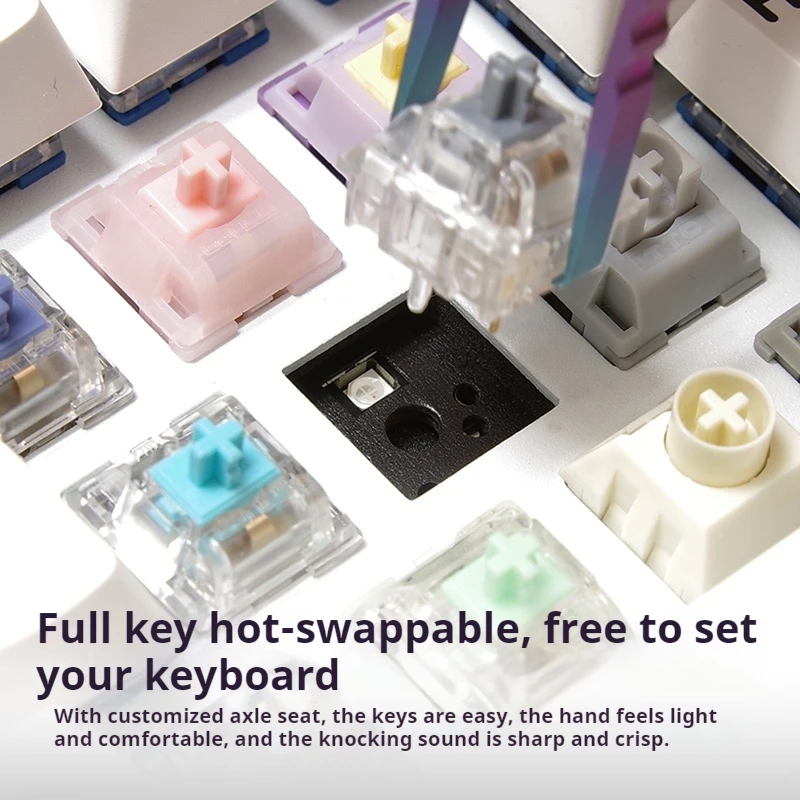 Ganss Gs3104tpro Mechanical Keyboard Hyacinth Three-Mode Wireless Bluetooth 2.4g Gaming E-Sports Office 104keys Keyborad Pc Gift