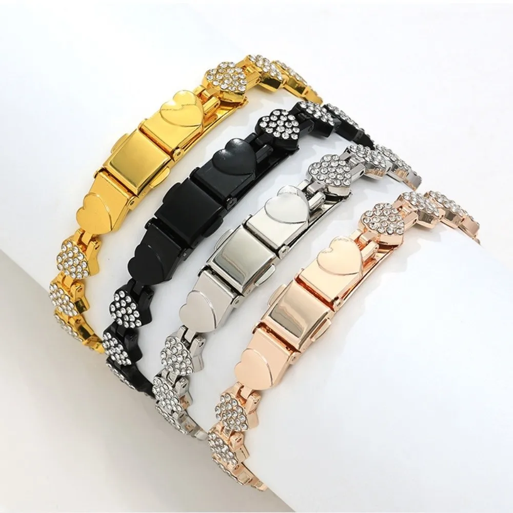 Stainless Steel Magnetic Bracelet High Polished Magnet Anti Static Bangle Personalized Rust-proof Rhinestone Wrist Chain Daily