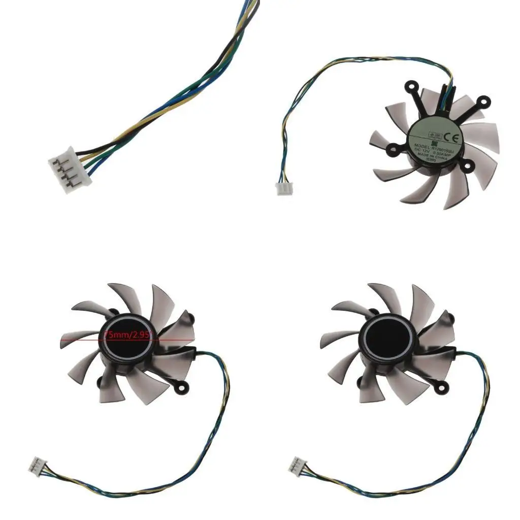 

R53C 75 -мм вентилятор вентилятора R128015SU Cooler замена вентилятора 0,50 А 4PIN Графический автомобиль