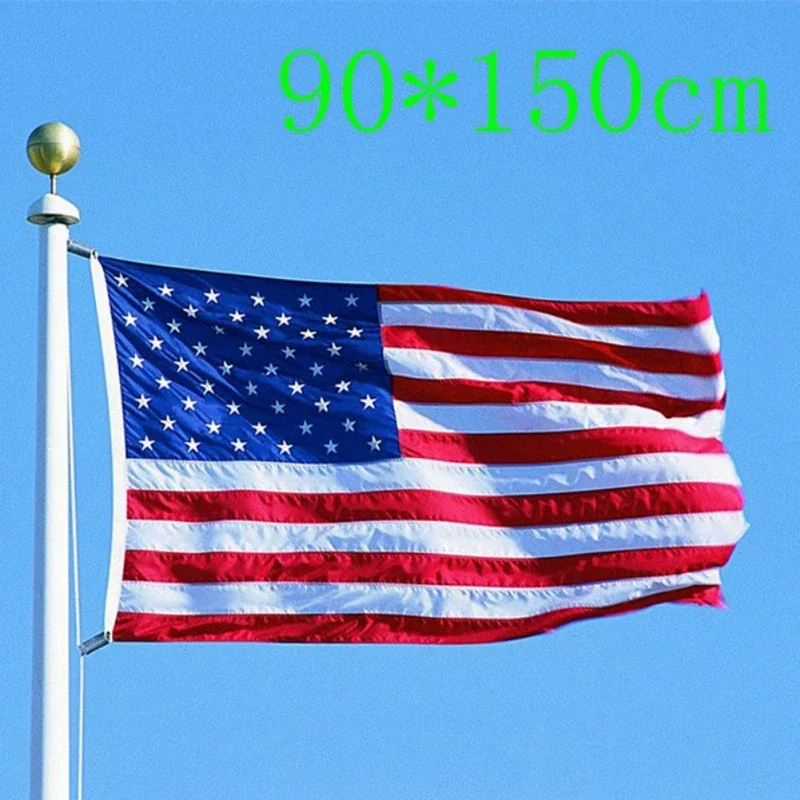 90*150cm USA Flag Red Line Flag With Brass Grommets Polyester American Flag for American Independence Day Double Sided Printed